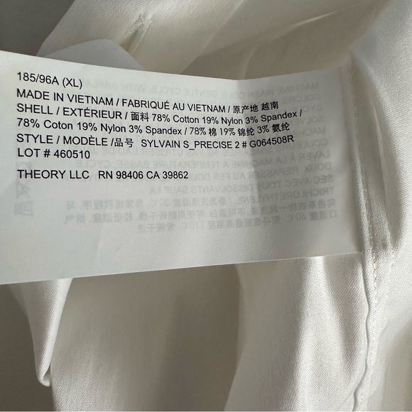 Theory Sylvain White Short Sleeve Slim Fit Button Down Shirt SZ XL Luxury NWT - Picture 3 of 8